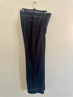 Chico's Black Straight-Leg Jeans with White Contrast Stitching